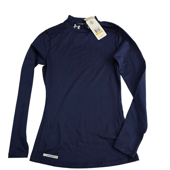 Under Armour ColdGear Mock Fitted Long Sleeve Yankees Navy Blue Shirt - Picture 1 of 9